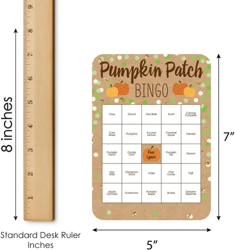 Miniatura 5 de Big Dot of Happiness Pumpkin Patch - Tarjetas de bingo y marcadores - Juego de bingo para otoño, Halloween o Acción de Gracias - Juego de 18