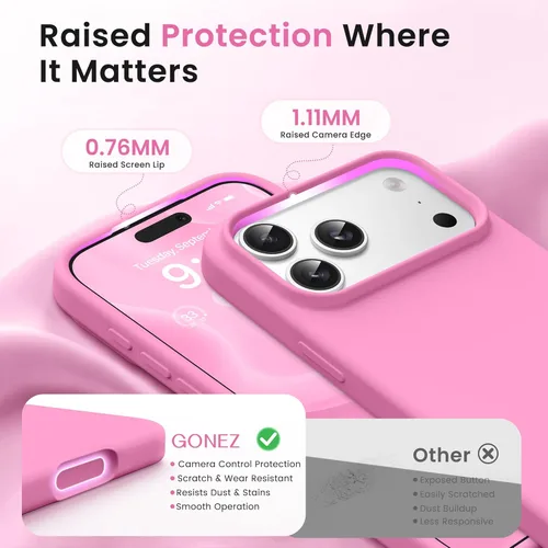 Miniatura 234 de GONEZ Funda de silicona para iPhone 15 Pro Max, compatible con Magsafe, protector de cámara + protector de pantalla, forro de microfibra suave