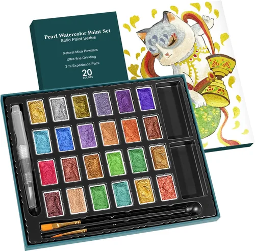Miniatura 9 de CraftyManor Mini Juego de Pintura de Acuarela Cambiante de Silvicultura, 40 Pinturas de Acuarela Cambiantes de Color, Pinturas de Acuarela Metálicas