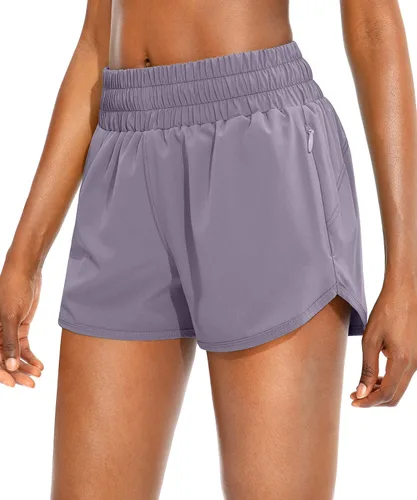 SANTINY - Pantalones cortos de correr para mujer con bolsillos con cremallera, cintura alta, pantalones cortos de entrenamiento atlético para mujer
