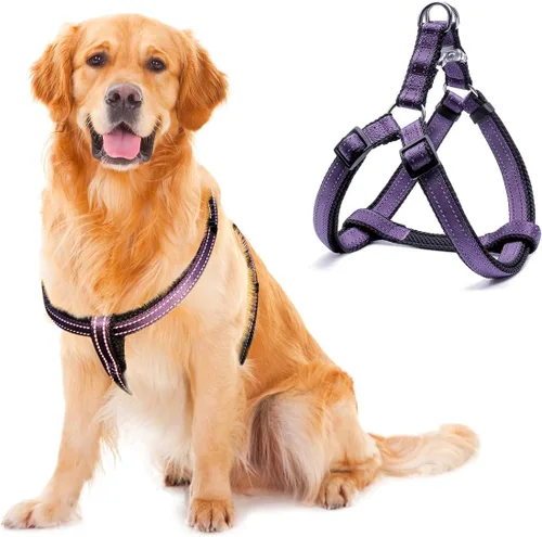 Miniatura 16 de Arnés reflectante para perro, arnés sin tirones para perros de tamaño grande, arnés con hebilla de liberación rápida para caminar, correr, entrenar