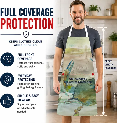 Miniatura 4 de Caroline's Treasures SC2013APRON - Delantal de cangrejo azul para cocinar, hornear, manualidades, jardinería para adultos, mujeres y hombres