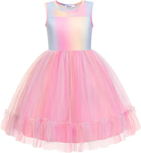 Miniatura 7 de Arshiner Vestido Formal Sin Mangas para Niños Pequeños, Vestido de Tul de Brillo Elegante y Bonito, Vestido de Fiesta, Vacaciones, Vestidos