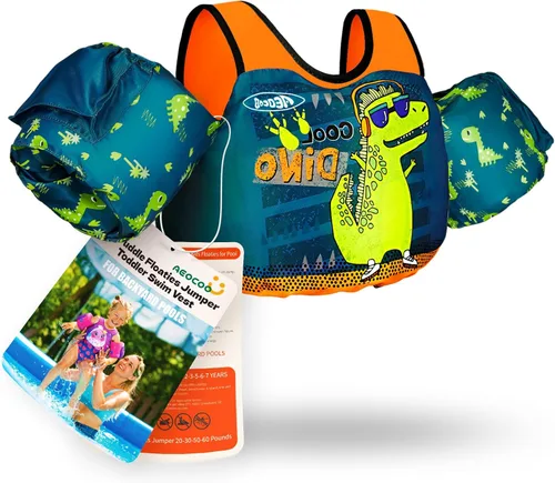 AEOCOO Flotador Saltador de Charco 20-30-50-60-70 Libras, Chaleco de Natación para Niños Pequeños de 1-3-5-6-9 Años, Flotadores de Piscina con