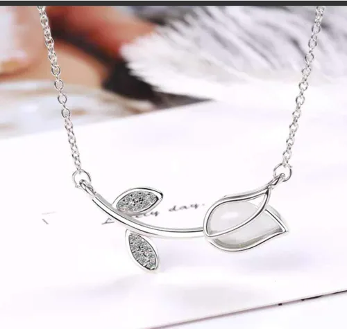 Miniatura 4 de Tafeily - Collar de tulipán con flores y flores, chapado en plata