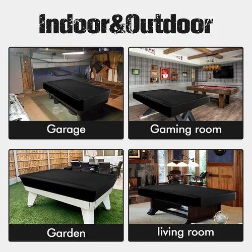Miniatura 8 de Funda para mesa de billar de 7 pies con cepillo para mesa de billar, fundas de cuero impermeable para exteriores, para proteger la mesa de billar