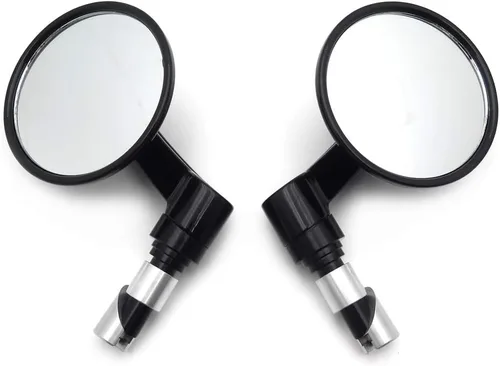 Miniatura 7 de MT448- Negro 7/8" 1" 0.866 in 0.984 in Espejo de extremo de barra redonda Diamante corte hacia abajo Café Compatible con H-D Reemplazo de 56000133A