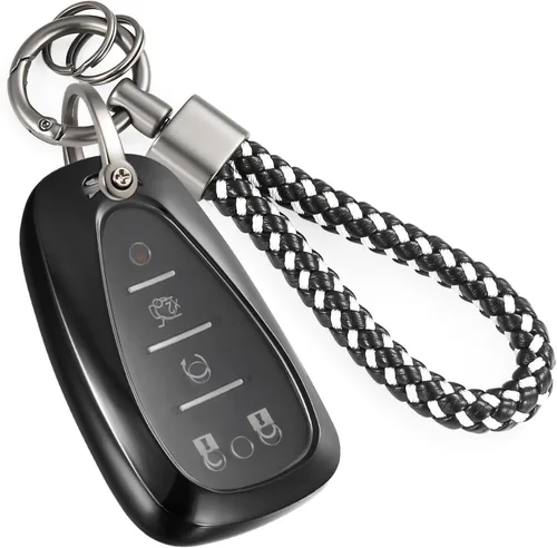 Miniatura 46 de Funda para llavero GMC con llavero de cuerda trenzada de metal antipérdida, exquisita funda suave para Tahoe Acadia Terrain Yukon Yukon XL Silverado