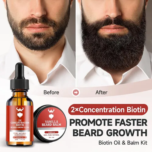 Miniatura 2 de Kit de Crecimiento de Barba MistySprite - Concentración 2X de Biotina para Hombres, Ingredientes Naturales con Aceite de Argán, Aceite de Jojoba