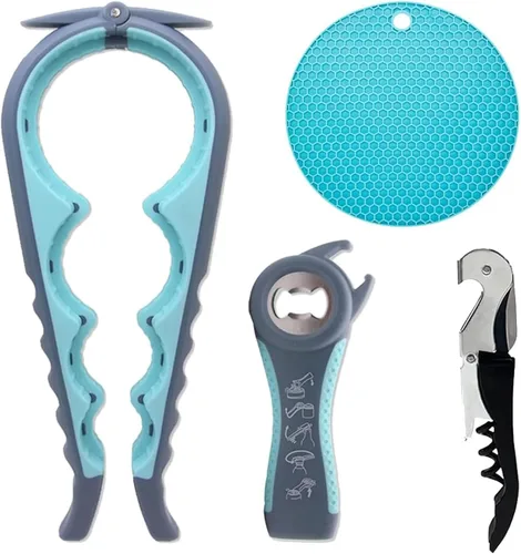 Miniatura 12 de Abrebotellas para manos artríticas, abridor de tarros para ancianos, niños, mujeres, personas con manos débiles, utensilios de cocina 02-Negro