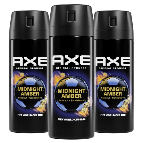 AXE Fine Fragrance Collection - Aerosol corporal de 3 unidades, ámbar medianoche, 72 horas de frescura, sin aluminio, 2.9 onzas