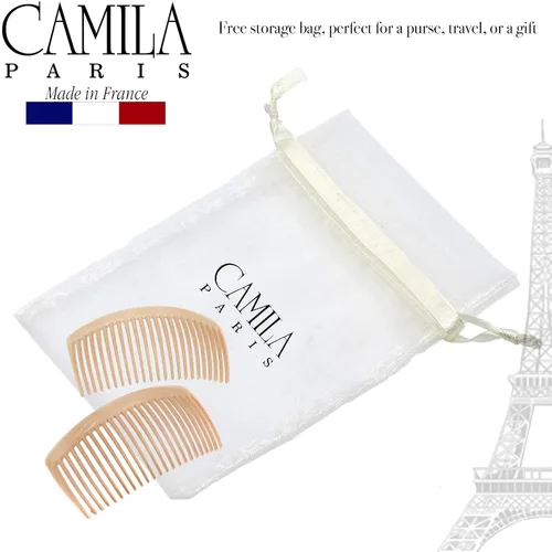 Miniatura 6 de Camila Paris CP3022 - Peines laterales franceses grandes, curvados, beige con torsión francesa para el cabello, decorativas, pinzas de sujeción