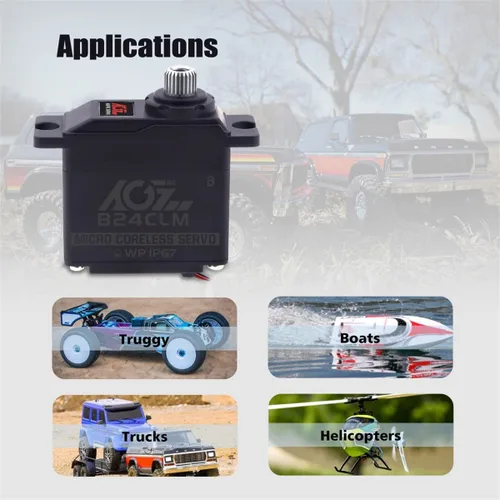 Miniatura 8 de AGFRC 6KG Mini Servo Motor de Dirección RC Impermeable - 0.085Seg Alta Velocidad Engranaje de Titanio Sin Núcleo Servo Digital para 1/16 Coche RC