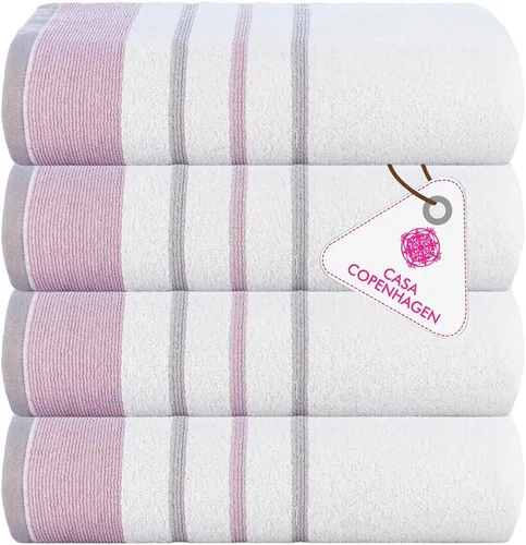 Miniatura 72 de CASA COPENHAGEN Juego de 6 toallas de palomitas de maíz, color azul polvoriento, 21.16 oz/m², 2 toallas de baño, 2 toallas de mano y 2 toallas