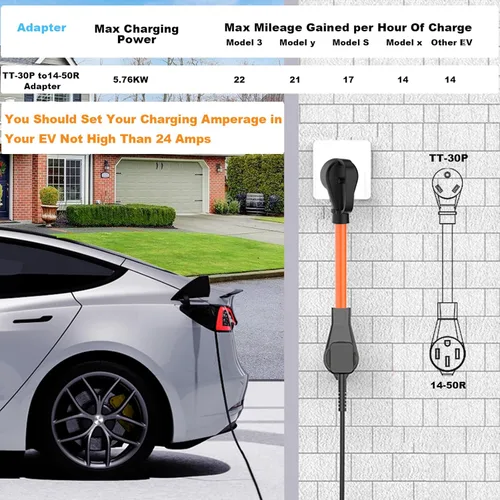Miniatura 8 de Cable adaptador de cargador EV: NEMA TT-30P a 14-50R Cargador de 3 clavijas 30AMP secadora a 50 AMP Adaptador de conversión EV solo compatible