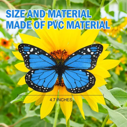 Miniatura 4 de AQUEENLY Decoración de mariposa monarca de 4.72 pulgadas, mariposas azules para manualidades, mariposas falsas de alta calidad, decoración de pared
