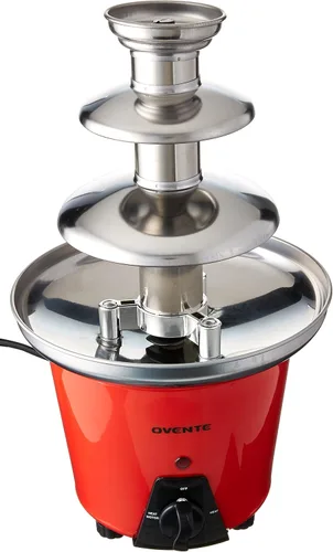 Miniatura 10 de OVENTE Máquina de fuente de fondue de chocolate de 3 niveles, mini calentador eléctrico de acero inoxidable para fiestas, queso derretido, licores
