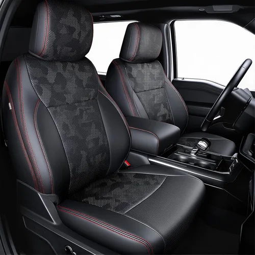 Miniatura 7 de Fundas de asiento de piel sintética de alta calidad para Ford F150 SuperCrew XL XLT STX (2015-2020) y F250/F350/F450 Crew Cab XL XLT (2017-2022)