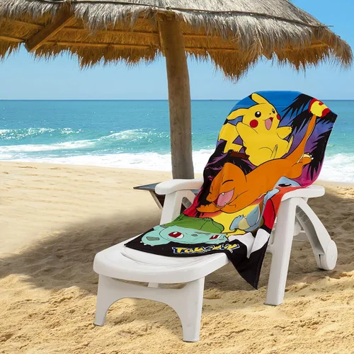 Miniatura 6 de NORTHWEST Pokemon - Toalla de playa Pikachu Charmander Squirtle Bulbasaur, suave y absorbente, 30 x 60 pulgadas, Pokémon atardecer (paquete de 6)