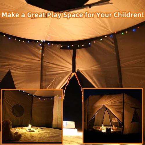 Miniatura 3 de jumpfly Carpa para Trampolín de 12 Pies para Niños, Compatible con Trampolín Redondo de 8 Postes Rectos, Cubierta de Sombra para Trampolín con Luz