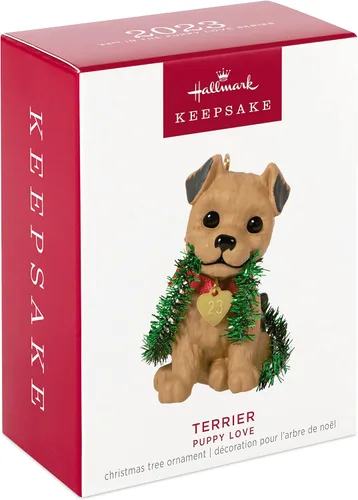 Miniatura 3 de Hallmark Keepsake Adorno de Navidad 2023, Puppy Love Terrier 2023, adorno para perro, regalos para mascotas