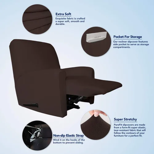 Miniatura 3 de PureFit - Funda superelástica con bolsillo p/protección de sofá/sillón - Suave cubierta de elastano antideslizante, lavable, c/base elástica, apta
