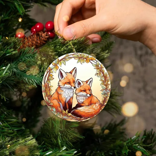 Miniatura 2 de Adorno de Navidad de zorro, árbol de Navidad de la familia de zorros, adornos de zorros de Navidad 2025, decoraciones colgantes de árbol, regalos