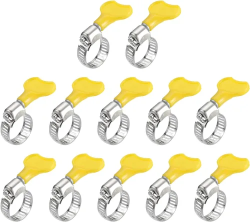 Miniatura 8 de uxcell Abrazadera de manguera de engranaje helicoidal, 24 abrazaderas de manguera de acero inoxidable ajustables de 1/2 a 3/4 pulgadas con mango