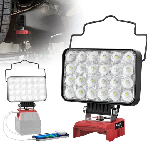 Miniatura 9 de Ecarke Luz de trabajo LED compatible con batería Milwaukee18V, luces de trabajo inalámbricas de 128 W, 12800 lm de luz de batería de linterna