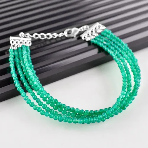 Miniatura 21 de Pulsera de piedras preciosas naturales, cuentas microfacetadas de 5 hebras, piedra energética, cristales curativos, chapado en plata, ajustable