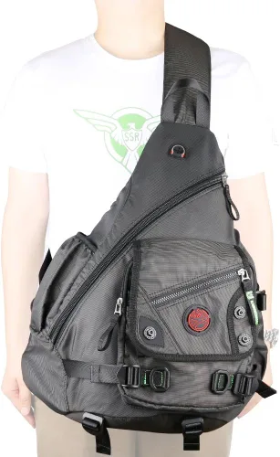 Miniatura 8 de bolso bandolera grande, mochila para portátil, bolso de mensajero cruzado, mochila de viaje para el hombro (A-Negro)