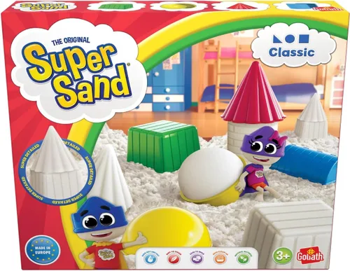 SUPER SAND 383324.208 Arena mágica clásica súper suave para niños de 3 años en adelante, blanca, 10.5 x 2.0 x 10.5 in
