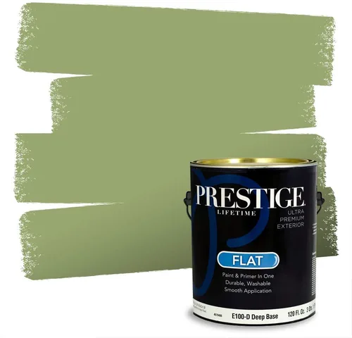 Miniatura 74 de Prestige Paints - Pintura exterior e imprimación en uno, 1 galón, plano, compatibilidad comparable con el color menta «Whipped Mint» de Behr