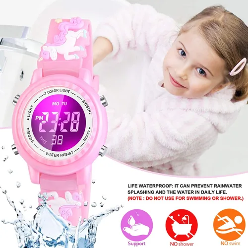Miniatura 72 de Relojes LED impermeables para niños con alarma, juguetes para niños, regalos para niñas de 3 a 10 años