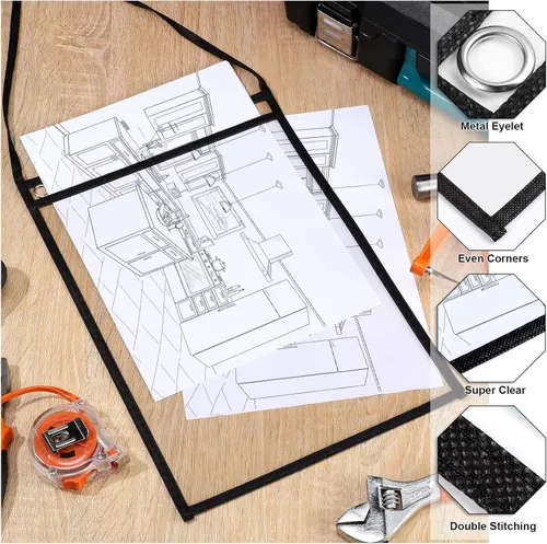 Miniatura 4 de Geyee Paquete de 50 soportes para boletos de trabajo, bolsillos para pedidos de trabajo para manga colgante de 9 x 12 pulgadas, soportes de boletos