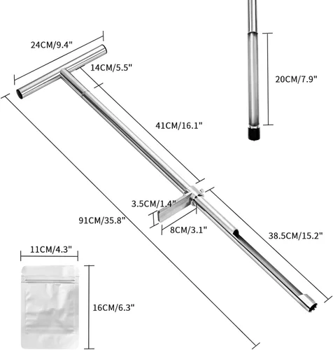 Miniatura 3 de Sonda de muestra de suelo, varilla de sonda de suelo de 36 pulgadas, varilla de sonda de tierra, Kit de prueba de suelo, Herramienta de muestreo