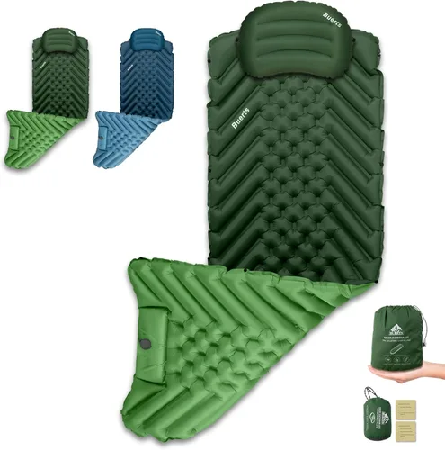 Miniatura 10 de Colchoneta de dormir y almohada inflable, portátil, ultraligero, grueso, rápido de inflar en 30 segundos, se puede empalmar. Adecuado