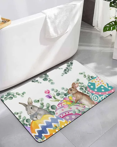 Miniatura 11 de Tapete de baño bohemio indio para bañera, antideslizante, de secado rápido y absorbente, de tierra de diatomeas, lavable, tapete de baño rústico
