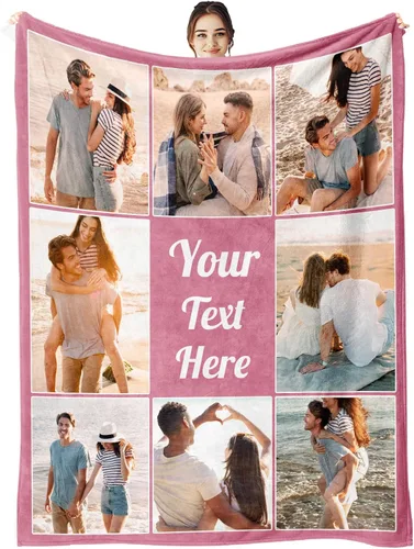 Miniatura 25 de Manta personalizada con fotos para mamá de hija, hijo, niños, marido, manta personalizada con foto, regalos para la mejor mamá del mundo, mantas