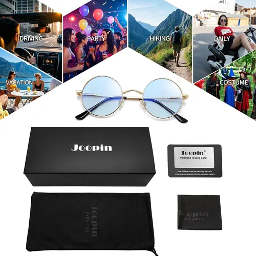 Miniatura 6 de Joopin Lentes de sol redondos pequeños retro, redondos, hippie, polarizados, protección UV400, pantallas de metal para hombres y mujeres