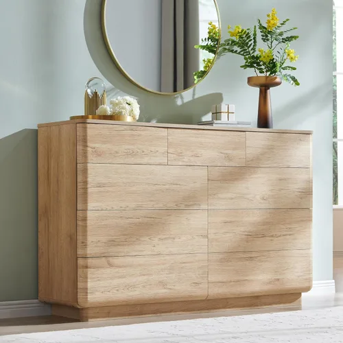 Miniatura 11 de ACCOHOHO Cómoda moderna de 6 cajones para dormitorio, cómoda de madera de 52 pulgadas de ancho con gran almacenamiento, cómoda sin asas, soporte
