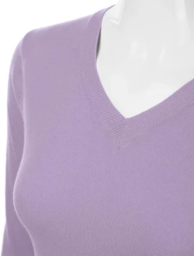 Miniatura 4 de danibe Suéter de punto suave de primera calidad con cuello en V para mujer (S-XXL)