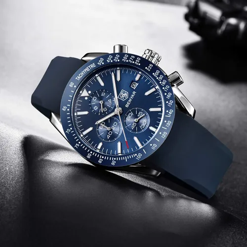 Miniatura 5 de BENAYR - Relojes de pulsera para hombre, cronógrafo, analógico, de cuarzo, impermeables, con correa de goma, relojes de pulsera de negocios