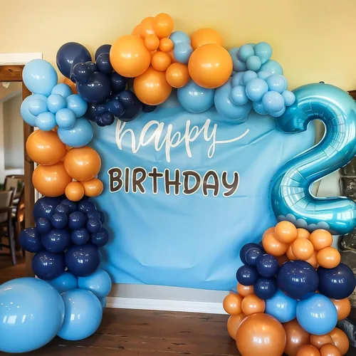 Miniatura 2 de Kit de Arco de Guirnalda de Globos Naranja Azul Kit de Arco de Globos Naranja Azul Marino Kit de Globos de Látex Perla Azul Oscuro Claro Globos