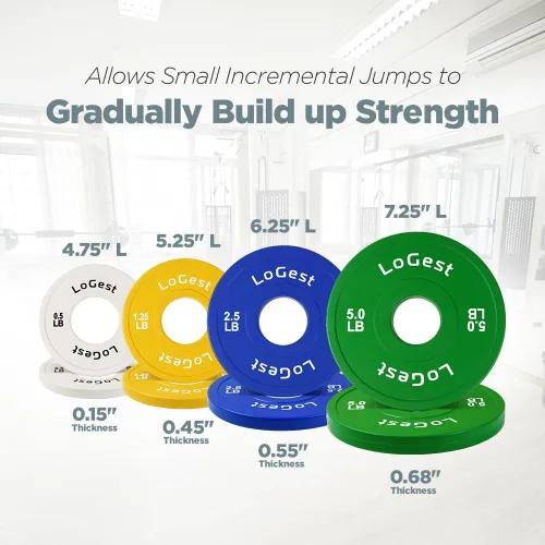 Miniatura 2 de Logest Par de platos olímpicos, juego de 2 discos de pesas para barras olímpicas, perfectos para placas de entrenamiento de fuerza, aumento