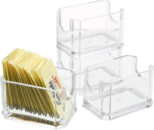 Miniatura 8 de ELLDOO Juego de 4 soportes para paquetes de azúcar, azucarero acrílico para restaurante, organizador de bolsas de té, soporte para paquetes