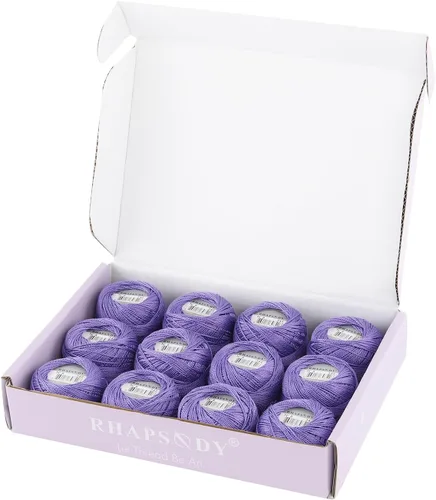 Miniatura 72 de Rhapsody Hilo de algodón perla tamaño 8 hilo de ganchillo Perle 12 bolas Set tejido a mano, bordado, sashiko, punto de cruz, costura, costura, Col. 5