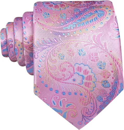 Miniatura 138 de Barry.Wang - Juego de corbata de seda para hombre, diseño de cachemira, pañuelo y gemelos de bolsillo