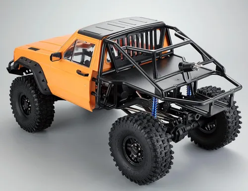 Miniatura 2 de Cabina de cuerpo de orugas RC y carcasa trasera de media jaula para 1/10 RC Crawler TRX4 SCX10 90046 AT4 GEN 8 Scout II (naranja)