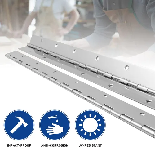 Miniatura 6 de 2 piezas de bisagra de piano de acero inoxidable de 2" x 18", bisagra de piano resistente de 0.060" / 1/16” de espesor con agujeros, bisagras